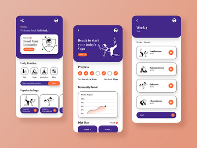 My Immunity - App design for Boost Immunity app app design concept coronavirus covid19 dribbbleshot firstshot healthcare immunity meditation mobile mobile ui ui yoga