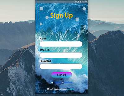 Sign Up page app design ui ux