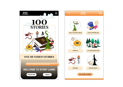 100 STORIES adobe xd illustration