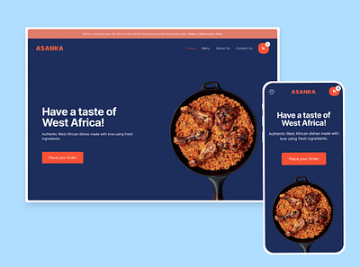 Asanka Concept Restaurant Website Design africa african design ecommerce food ghana hero jollof landing restaurant spicy ui uiux ux website