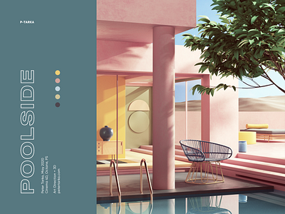 Poolside 3d abstract architecture c4d cinema4d colors design flowers geometric illustration nature octane octanerender petertarka photoshop plants render summer ui uiux