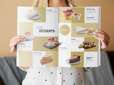 Delicacy menu adobe adobe indeseign dessert food food menu france indesign layout layout design menu menu card menu design photography photoshop print print design restaurant salt sugar yellow