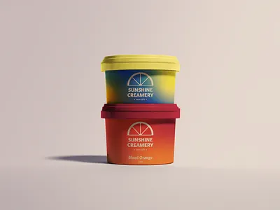 Sunshine Creamery Citrus Ice Cream adobe illustrator blood orange blueberry branding citrus cream design gradient ice cream illustration lemon logo mockup orange package design packaging photoshop sherbet weeklywarmup