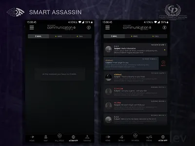Smart Assassin Mobile Game - eCOM communication design e mail future futurism futuristic mail messages mobile game smart assassin ui ux