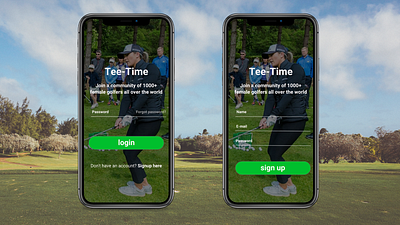 Women's Golf Community Sign Up and Login Page account design form golf login sign up ui ux