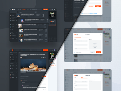 Dark and Light mode Reddit Redesign challenges dasboard dashboard app reddit reddit redesign redesign social media app social media design web design website