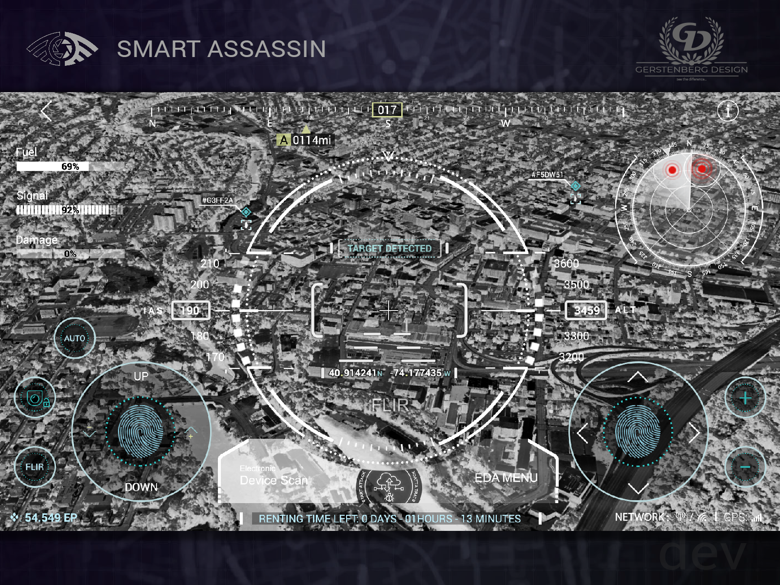Example of Smart Assassin Mobile Game - Googel Maps SDK - UAV SURS Flight 4