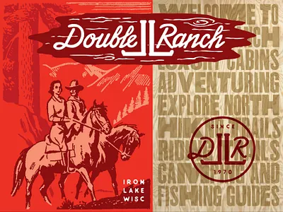 Double L Ranch 3 branding cabin camping fishing hiking lake lodge logo northwoods outdoors ranch rustic typography