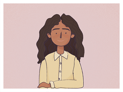 Brown Girl in Pale Yellow Shirt adobe illustrator blm grain hand drawn illustration