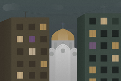 Hometown adobe illustrator architect architecture buildings church city illustration illustrator moscow town vector