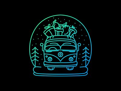 Christmas Van adventure caravan christmas deer gift holiday ice line monoline mountain nature outdoor outline santa santaclaus vacation van wanderlust winter xmas