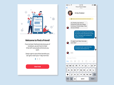 Chatbot amigos amistad chatbot confinamiento covid friends friendship lockdown sketch uichallenge uidesign