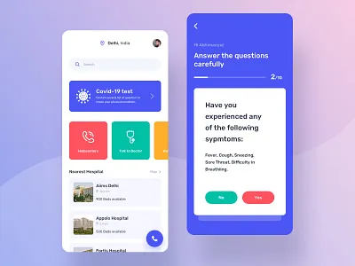 Corona Tracker App corona coronavirus covid 19 doctor healthcare medical mobile app mobile ui question quiz tracker