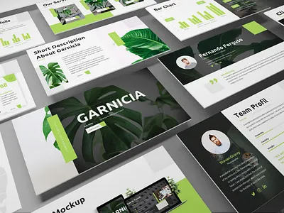 Garnicia - Fresh Powerpoint Template abstract art business presentation creative design finance flora frsh green lookbook minimal modern nature powerpoint template presentation