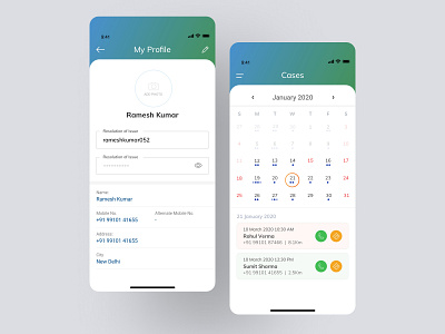 Profile and Case Screen app design illustration ios logo mobile typography ui ux web