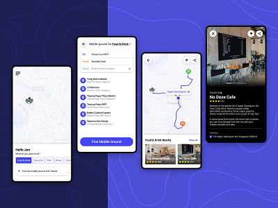 Map app to plan your meet-ups with friends clean ui discovery friends location map mobile app mobile ui purple ui ux
