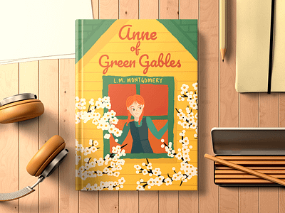 Book cover-Anne of green gables anne book book cover design flowers girl graphic design green gables illustration photoshop window