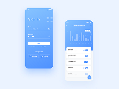 Trust Bank Overview app app design bank bank app bitcoin blue chart fields finance graphics light login screen minimal mobile sign in page sketch typography ui ui design uiux