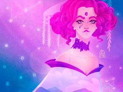 Magical space portrait art branding cg character character design concept fairytale portrait procreate space star