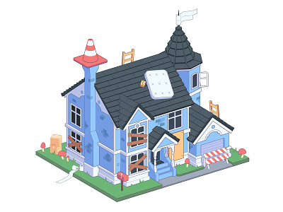 The Simpsons Victorian House Style building city coronavirus easymetry isometric isometry madrabbit pandemic simpsons