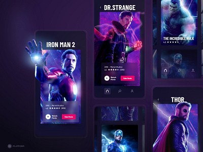 Movie App - MVP app branding dark app dark ui design graphic marvel marvel studios movie movie app mvp ui ux