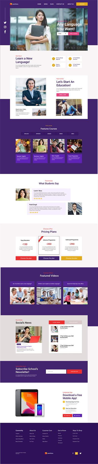 Learning website app branding design flat illustration illustrator type typography ui ux web website