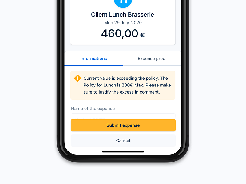 Warning Mobile ⚠️ amount android app claim convert expense form icon information interface ios lunch minimalist mobile money native responsive ui ux warning