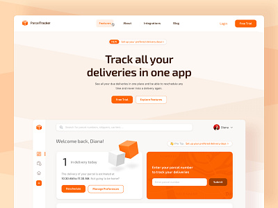 📦 Parcel Tracker Web Application Landingpage clean ui dashboard design fintory interface landingpage modules ui ux web webapp