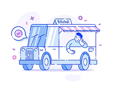 Chat Truck center character chat help illustration smile support truck ux
