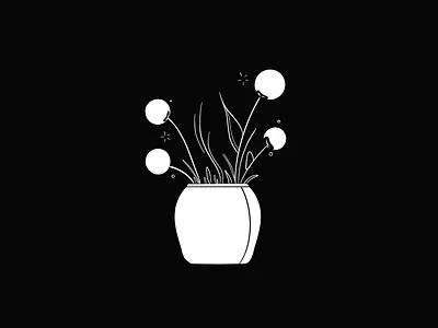 Plants of the World: Dandelions art black black and white blackandwhite debut draw drawing dribbble flower flowers illustration illustrations illustrator nature outdoors plant pot procreate vector white