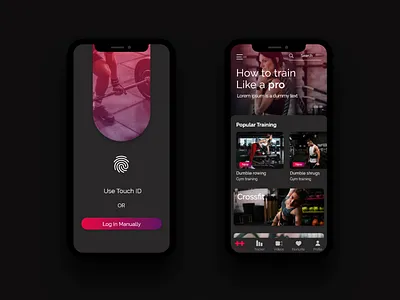 Fitness Mobile App - Dark Mode app branding design icon illustration logodesign mobile app mobile app design mobile design mobile ui ui ux