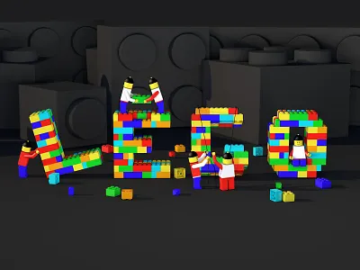 LEGO 3d 3d art branding c4d cinema4d construction lego type ui web web illustration