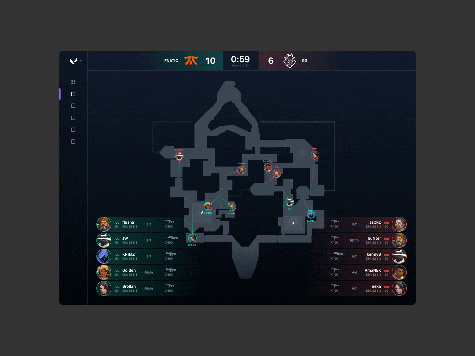 Esport app csgo dark dashboard esport figma map ui ux valorant wip