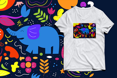 Elephant kids pattern character elephant flat design graphic design illustration landing page pattern people ui vector