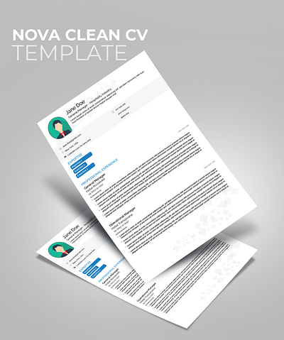 Nova Clean CV Templete cv design design freebie illustrator minimalist resume resume clean resume design simple template