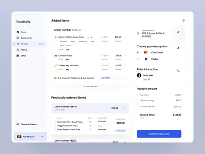 Foodholic : Part 2 food delivery app foodapp minimal ui ui ux user experience user interface ux web