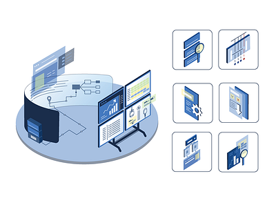 Isometric web illustration (Serial Monitor) blue illustration illustrator isometric isometric illustration isometry it monitor monitoring new vector