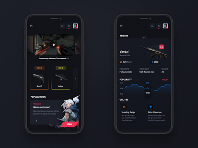 Gaming mobile app - Valorant theme app colorful design game games gaming iphone mobile mobile app ui user interface valorant