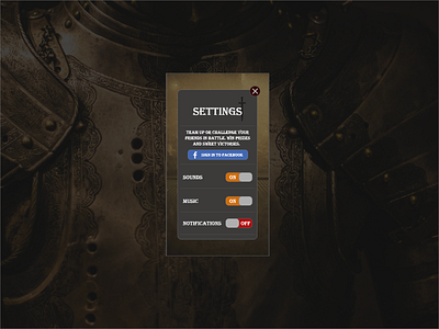 Medieval Warfare: Battle of Clide - Game Settings aesthetic app app design creative dailyui dailyuichallenge dark design game game app game design game settings illustration medieval mobile app settings ui ux