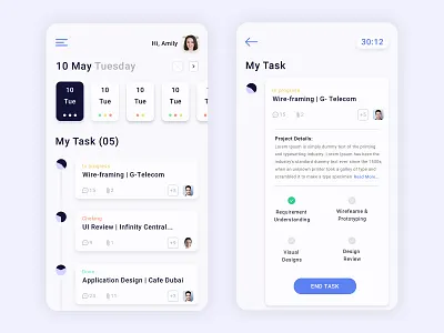 Task Manager User Application card ui graphicdesign mobile application design task task management ui ui design uiux design uiuxdesign visual design