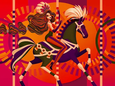 Merry-Go-Round (Crop) amusement park amusement park ride carousel colourful digital art digital illustration fun park girl graphic art horse illustration marianna orsho mariannaorsho merry go round merry go round vector vector art