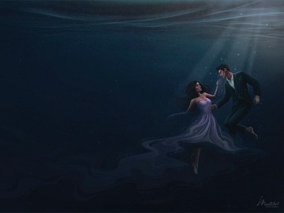 Book Cover - Dream Traveler art artwork blue book couple cover digital art drawing editorial fiction illustration ocean painting romance storytelling underwater young young adult