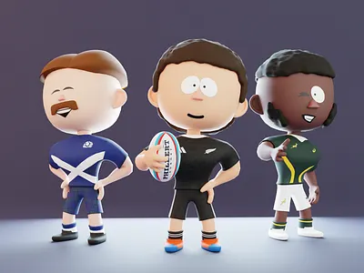 Rugby boyz 3d art ball blender cartoon character character design concept art humans indie game new zealand rugby rugby scotland rugby south africa rugby toy design video game art