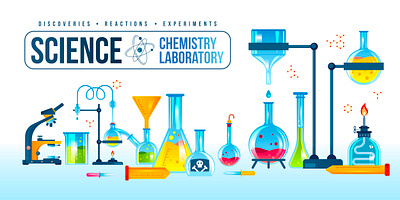 Laboratory chemical equipment chemical equipment flat illustration laboratory vector