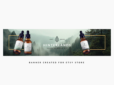 Etsy Store Banner - Hinterlands Beard Oil banner beard beard balm beard logo beard oil bottle design bottle mockup brand identity branding forest forest logo label design leaf logo logo nature nature logo oil packaging shop typography