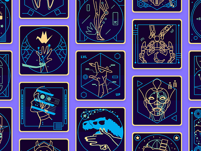 Virink Achievements Icons achievements cyberpunk futuristic icon icon design icon set icons illustration neon neon colors space ui ui design virink