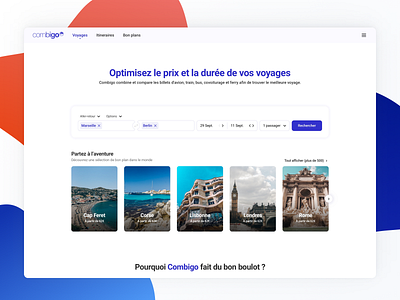 Combigo • Landing page car combigo interface landing page plane search train travel ui ux