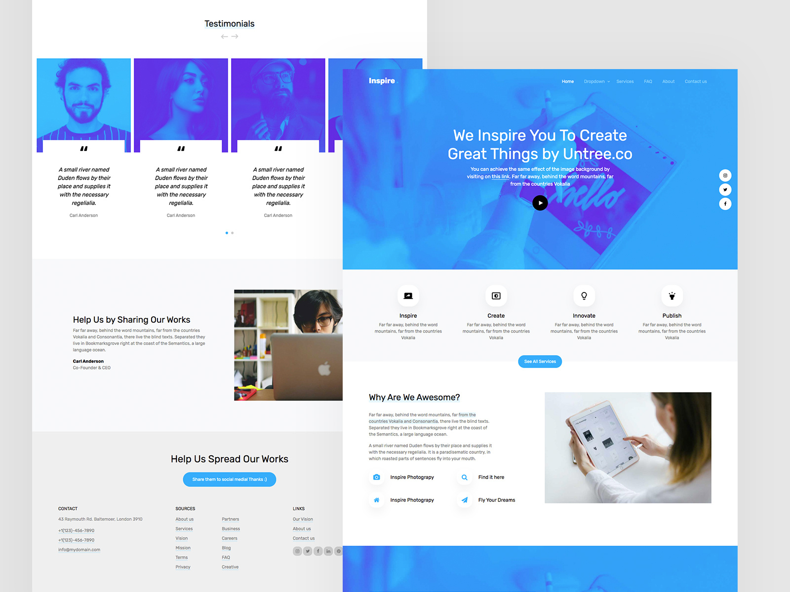 Inspire Free HTML by Joefrey Mahusay on Dribbble