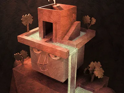 Hat 3d blender colour depth illustration night pencil texture trees water