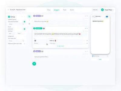 Survey builder app chatbot design form interface statistics ui ux web app